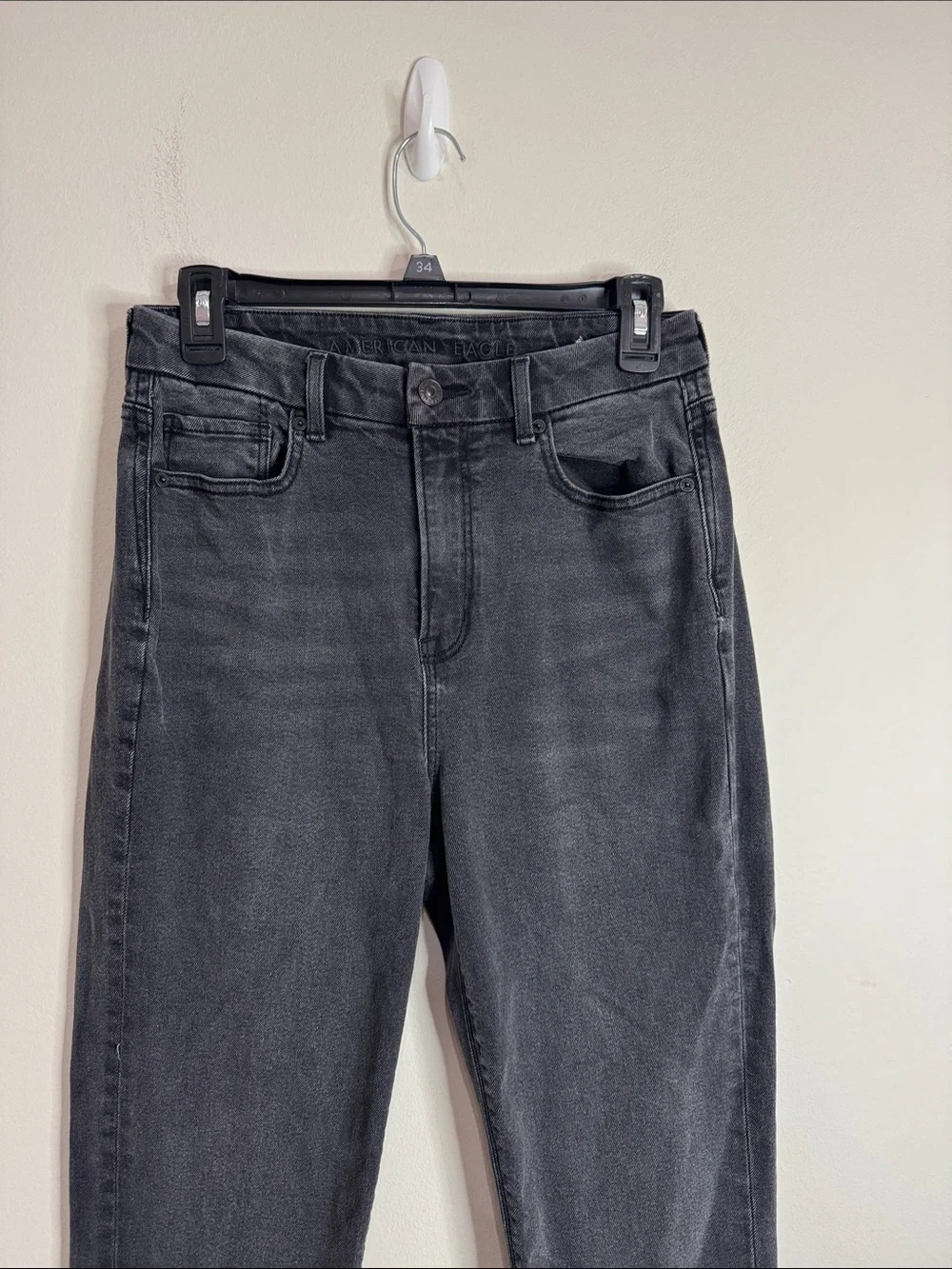 American Eagle Outfitters Washed Black High-Rise Stretch Curvy Mom Jean size 4